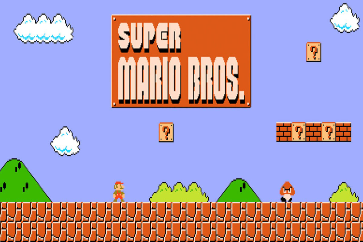 Vintage Super Mario gameplay screenshot with One Up Mushroom